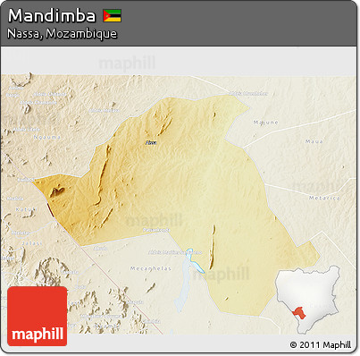 Physical 3D Map of Mandimba, lighten