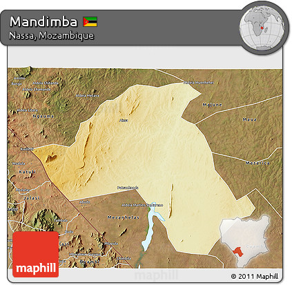 Physical 3D Map of Mandimba, satellite outside