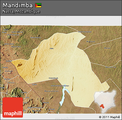 Physical 3D Map of Mandimba, satellite outside