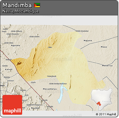 Physical 3D Map of Mandimba, shaded relief outside