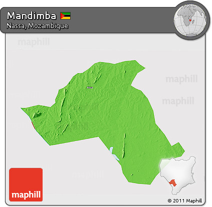 Political 3D Map of Mandimba, cropped outside