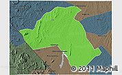 Political 3D Map of Mandimba, darken, semi-desaturated