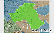 Political 3D Map of Mandimba, semi-desaturated
