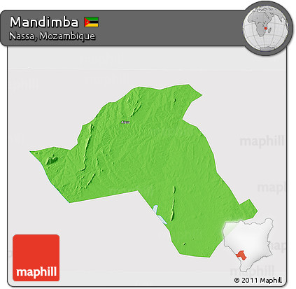 Political 3D Map of Mandimba, single color outside