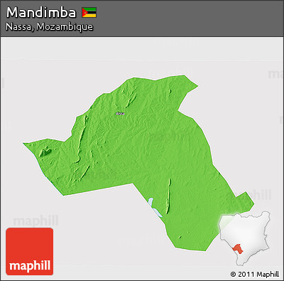 Political 3D Map of Mandimba, single color outside