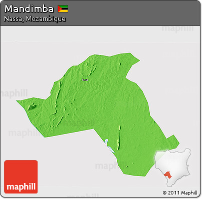 Political 3D Map of Mandimba, single color outside