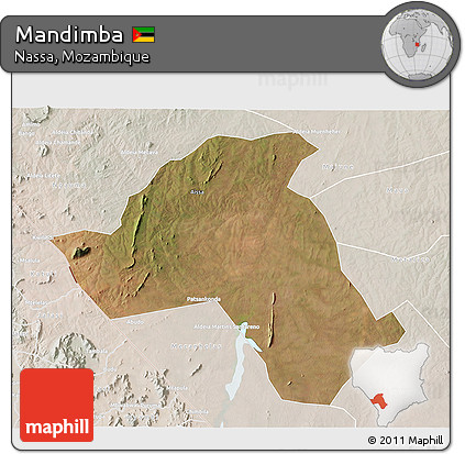 Satellite 3D Map of Mandimba, lighten