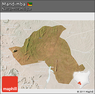 Satellite 3D Map of Mandimba, lighten