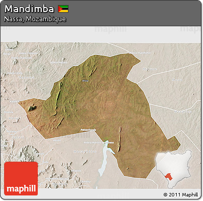 Satellite 3D Map of Mandimba, lighten