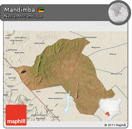 Satellite 3D Map of Mandimba, shaded relief outside