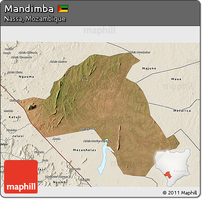 Satellite 3D Map of Mandimba, shaded relief outside
