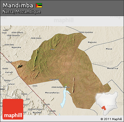 Satellite 3D Map of Mandimba, shaded relief outside