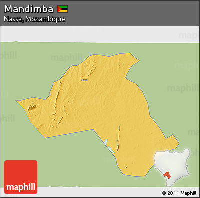 Savanna Style 3D Map of Mandimba, single color outside