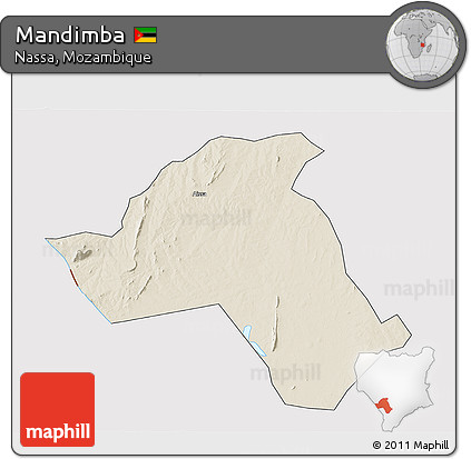 Shaded Relief 3D Map of Mandimba, cropped outside