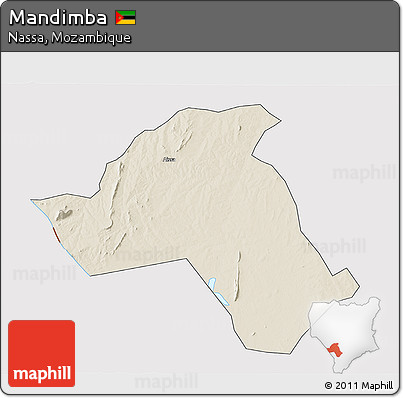 Shaded Relief 3D Map of Mandimba, cropped outside