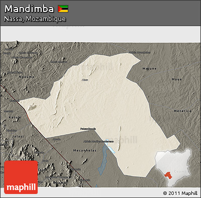Shaded Relief 3D Map of Mandimba, darken