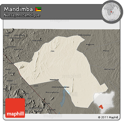 Shaded Relief 3D Map of Mandimba, darken