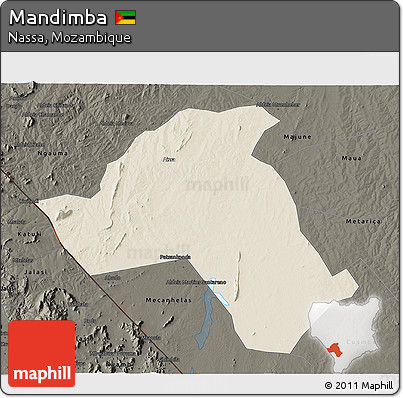 Shaded Relief 3D Map of Mandimba, darken