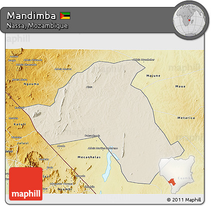 Shaded Relief 3D Map of Mandimba, physical outside