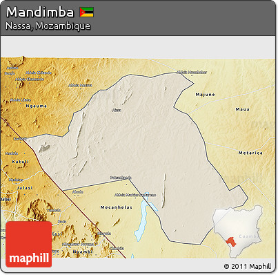 Shaded Relief 3D Map of Mandimba, physical outside