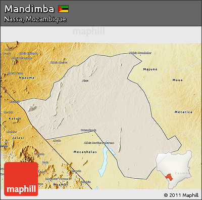 Shaded Relief 3D Map of Mandimba, physical outside