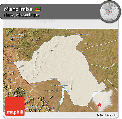 Shaded Relief 3D Map of Mandimba, satellite outside