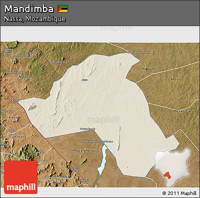 Shaded Relief 3D Map of Mandimba, satellite outside