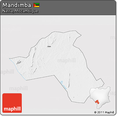 Silver Style 3D Map of Mandimba, single color outside