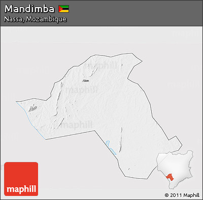 Silver Style 3D Map of Mandimba, single color outside