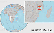 Gray Location Map of Mandimba, within the entire country