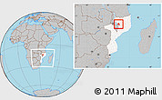 Gray Location Map of Mandimba, highlighted country, within the entire country