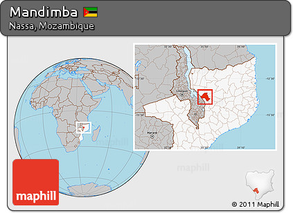 Gray Location Map of Mandimba, highlighted country