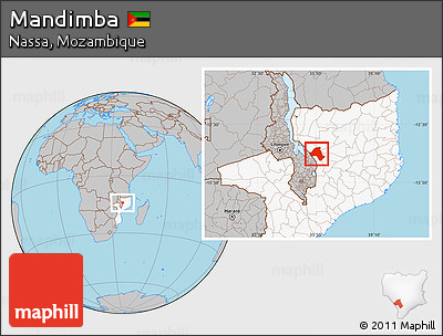 Gray Location Map of Mandimba, highlighted country