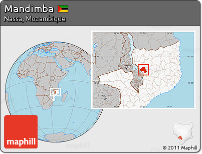 Gray Location Map of Mandimba, highlighted country