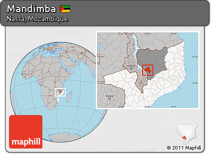 Gray Location Map of Mandimba, highlighted country, highlighted parent region