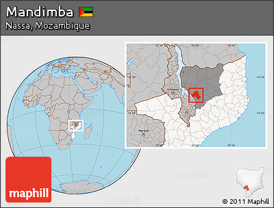 Gray Location Map of Mandimba, highlighted country, highlighted parent region