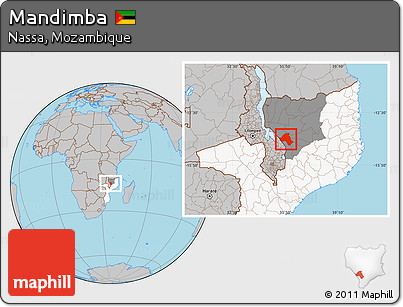 Gray Location Map of Mandimba, highlighted country, highlighted parent region