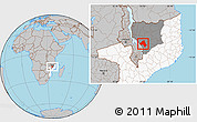 Gray Location Map of Mandimba, highlighted country, highlighted parent region