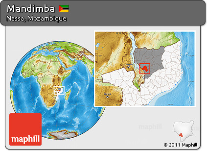 Physical Location Map of Mandimba, highlighted country, highlighted parent region