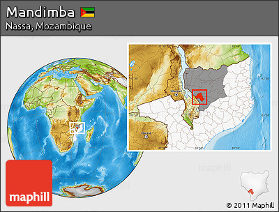 Physical Location Map of Mandimba, highlighted country, highlighted parent region