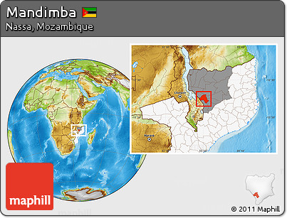 Physical Location Map of Mandimba, highlighted country, highlighted parent region