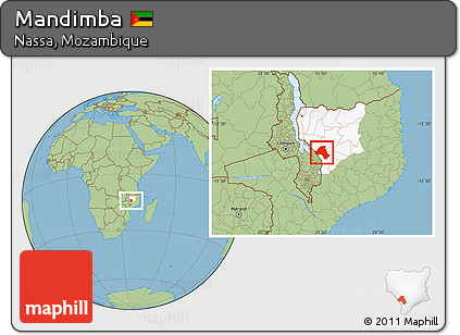 Savanna Style Location Map of Mandimba, highlighted parent region