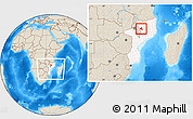 Shaded Relief Location Map of Mandimba, highlighted country, within the entire country