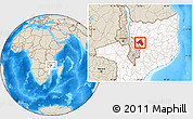 Shaded Relief Location Map of Mandimba, highlighted country