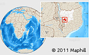 Shaded Relief Location Map of Mandimba, highlighted parent region