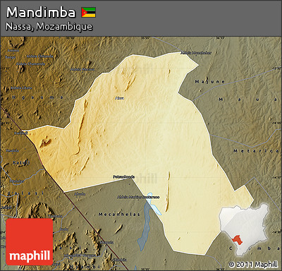 Physical Map of Mandimba, darken