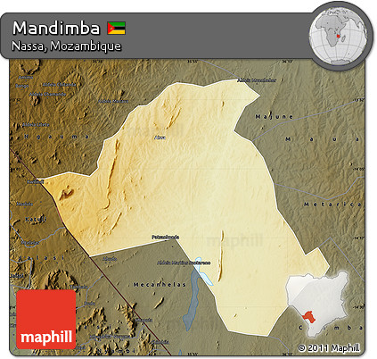 Physical Map of Mandimba, darken