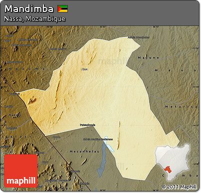 Physical Map of Mandimba, darken