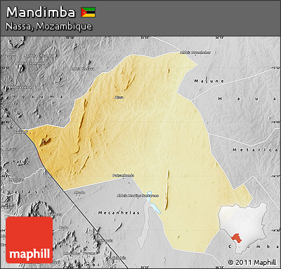 Physical Map of Mandimba, desaturated
