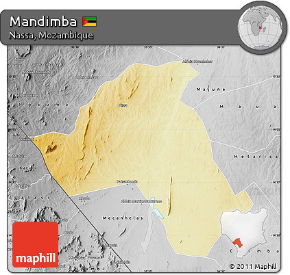 Physical Map of Mandimba, desaturated